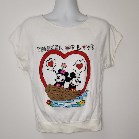 Vintage 80s Sunday Comics Disney Mickey Mini Tunnel of Love Sweatshirt (L) - Picture 1 of 8